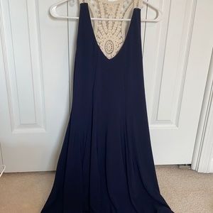 Navy Blue Dress with Lace Back